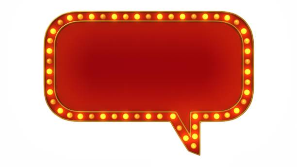 istock Red marquee gold border light board sign retro on white background. 3d rendering 1263654658