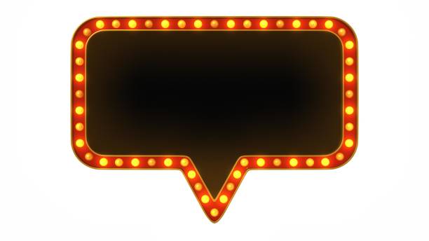 istock Red marquee gold border light board sign retro on white background. 3d rendering 1263654701