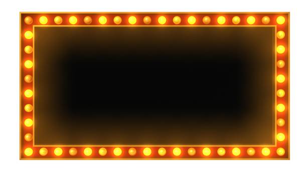 istock Red marquee gold border light board sign retro on white background. 3d rendering 1263654724