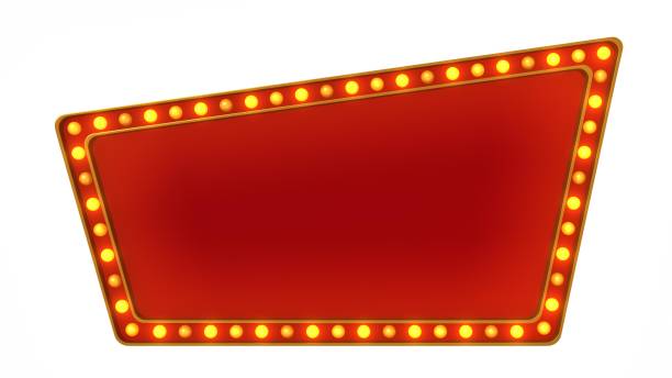istock Red marquee gold light board sign retro on white background. 3d rendering 1263654890