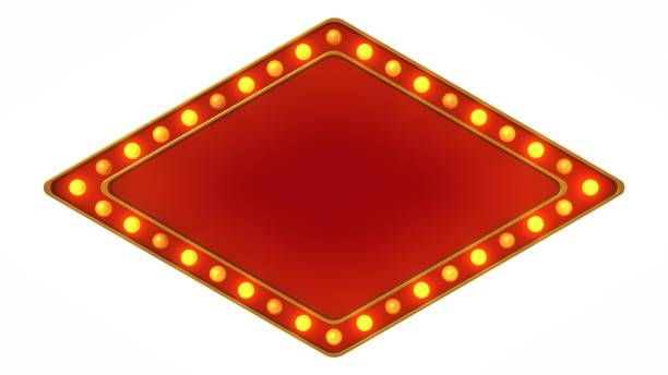 istock Red marquee gold light board sign retro on white background. 3d rendering 1263654892