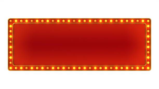istock Red marquee gold light board sign retro on white background. 3d rendering 1263654931