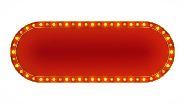 istock Red marquee gold light board sign retro on white background. 3d rendering 1263654938