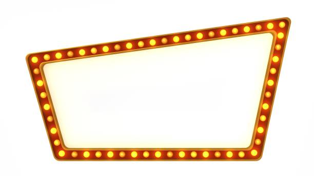 istock Red marquee gold light board sign retro on white background. 3d rendering 1263654944