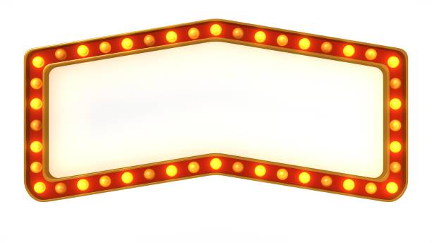 istock Red marquee gold light board sign retro on white background. 3d rendering 1263654946