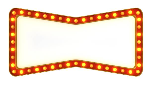 istock Red marquee gold light board sign retro on white background. 3d rendering 1263654947