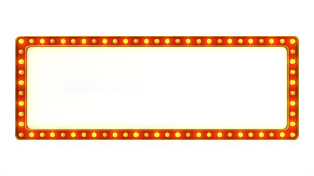 istock Red marquee gold light board sign retro on white background. 3d rendering 1263654957
