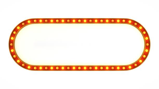 istock Red marquee gold light board sign retro on white background. 3d rendering 1263654965
