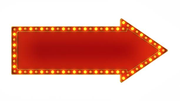 istock Red marquee gold light board sign retro on white background. 3d rendering 1263654974