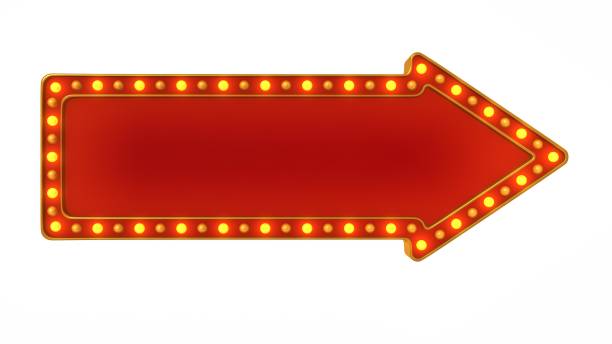 istock Red marquee gold light board sign retro on white background. 3d rendering 1263654982