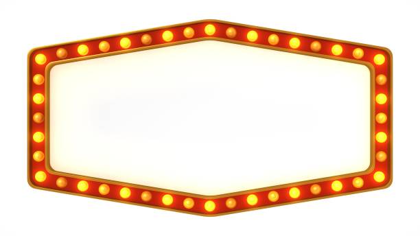 istock Red marquee gold light board sign retro on white background. 3d rendering 1263655001