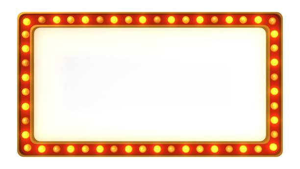 istock Red marquee gold light board sign retro on white background. 3d rendering 1263655018