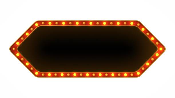 istock Red marquee gold light board sign retro on white background. 3d rendering 1263655033