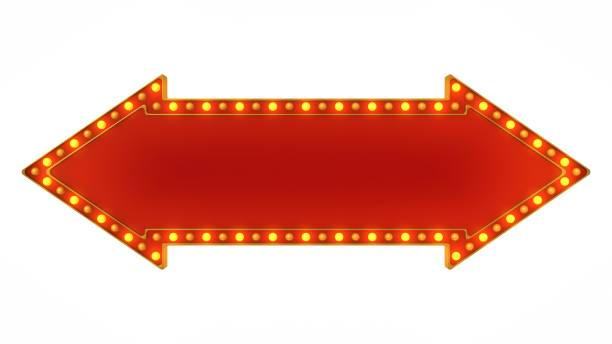 istock Red marquee gold light board sign retro on white background. 3d rendering 1263655037