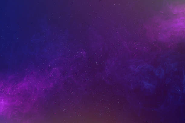 galassia astratta con stelle lucide e nuvole colorate - viola foto e immagini stock