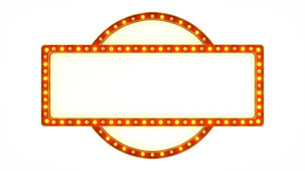 istock Red marquee gold light board sign retro on white background. 3d rendering 1263655056