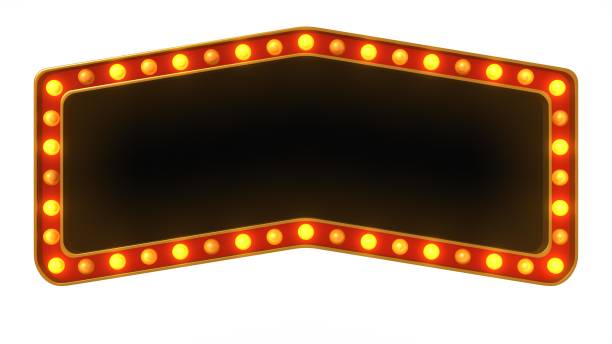 istock Red marquee gold light board sign retro on white background. 3d rendering 1263655098