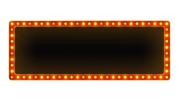 istock Red marquee gold light board sign retro on white background. 3d rendering 1263655120