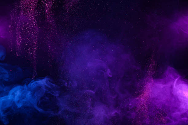 煙カラフルな雲と光沢のあるキラキラバースト - 紫 ストックフォトと画像