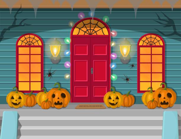 istock Vector illustration of a night halloween! Decorations for a holiday. 1263656556