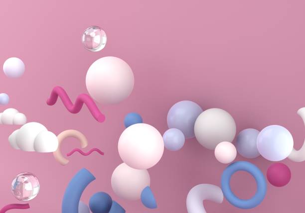 istock Geometric shapes on pink background, 3d 1263656631
