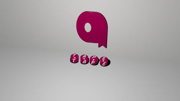 istock 3D graphical image of TAPE vertically along with text built by metallic cubic letters from the top perspective, excellent for the concept presentation and slideshows. background and illustration 1263658085