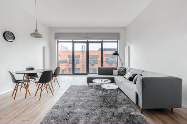 Modern living room with window wall