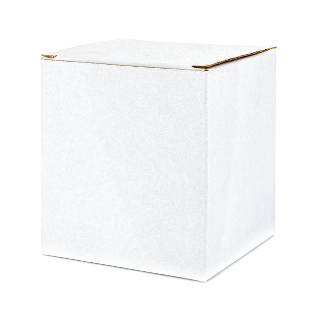 istock Closed white cubic shape carton box isolated on white background 1263658424
