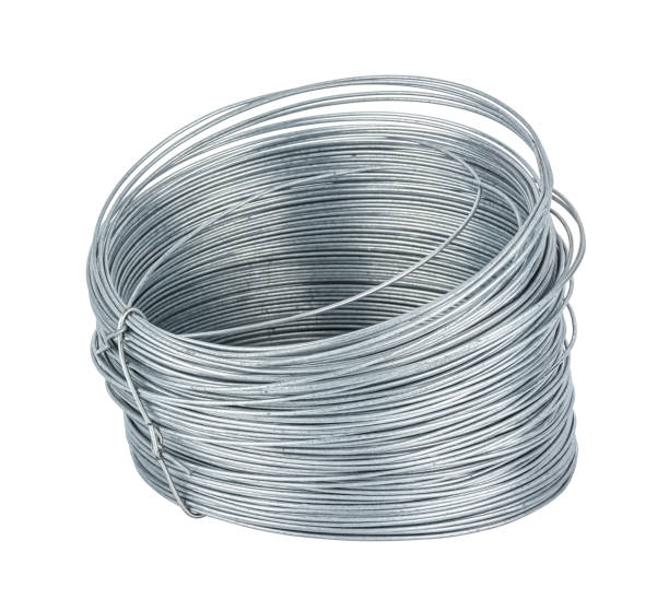 istock Coil of thin steel galvanized wire isolated on white background 1263658428