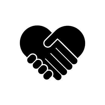 Heart icon, heart and hands, friendship, love icon isolated on white background