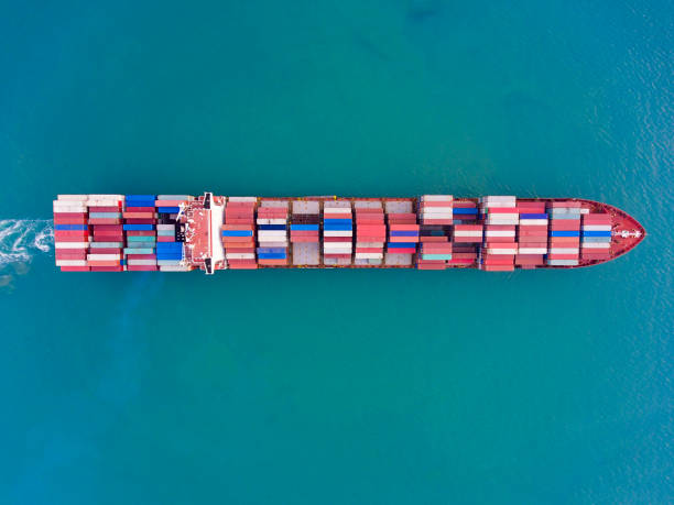 istock Aerial view of freight ship with cargo containers in Istanbul 1263661002