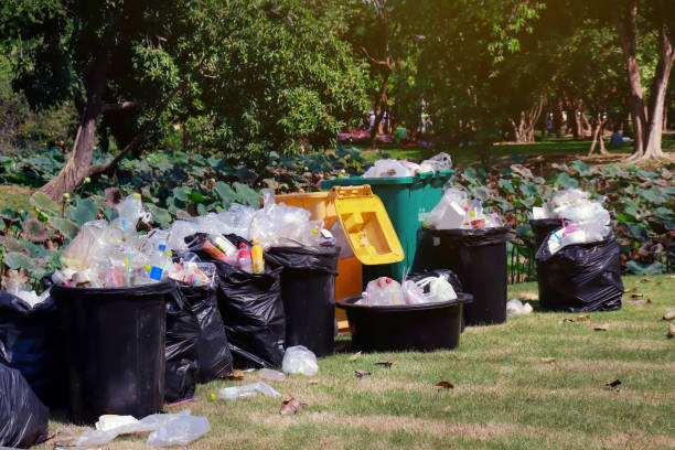 istock trash can, waste bin, trash can in the park, plastic garbage waste, rubbish, pollution from waste 1263661058