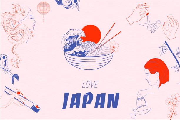 illustrations, cliparts, dessins animés et icônes de illustration d’amour de japon - sakura traditional culture japanese culture japan
