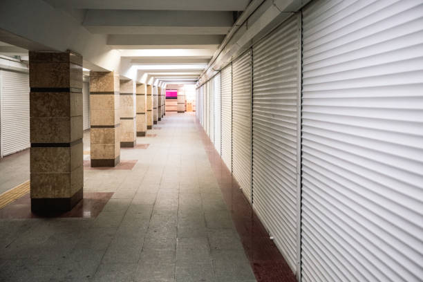 istock Underground with walls and ladder, underground corridor 1263663548