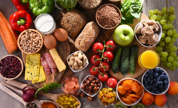 istock Assorted organic food products on the table 1263666654