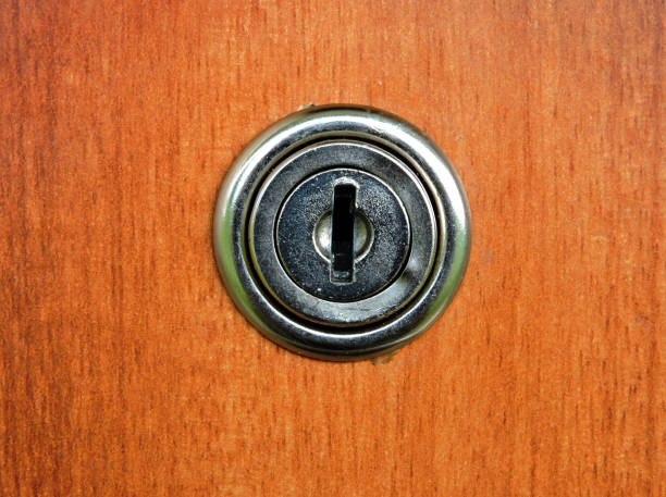 istock Wood drawer with Keyhole. 1263668311