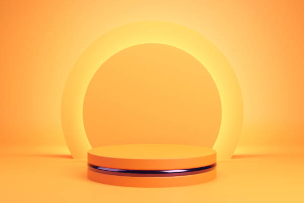 istock Orange podium and minimal abstract background for Halloween, 3d rendering geometric shape. 1263668619