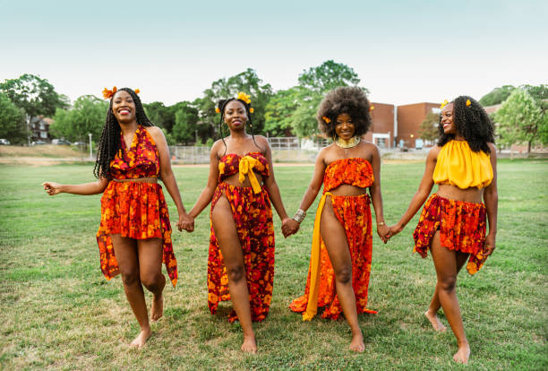 istock Young black women in walking the field 1263671557