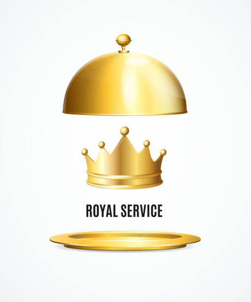 istock Realistic Detailed 3d Golden Crown and Royal Service Concept. Vector 1263674614