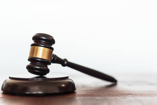 istock Judge's gavel on white background with copy space 1263675162