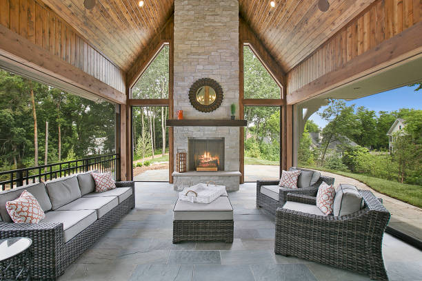 istock Amazing covered patio with all the amenities needed 1263682885