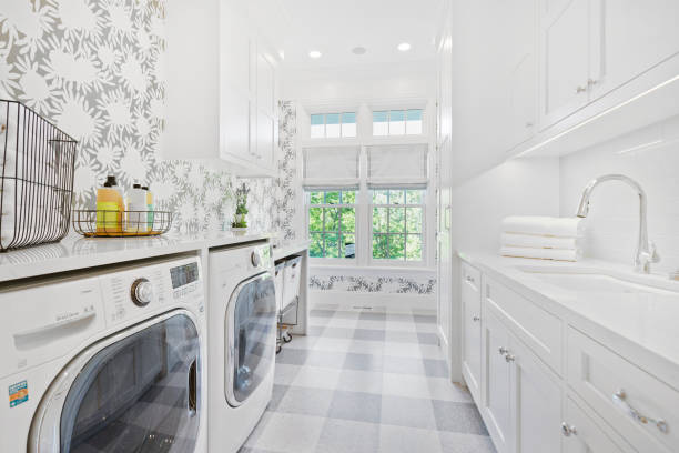 istock Decorative wallpaper and flooring with new appliances 1263684591