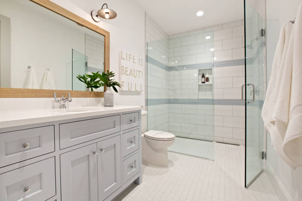 wspaniały prysznic bez kroku w górę - contemporary bathroom zdjęcia i obrazy z banku zdjęć