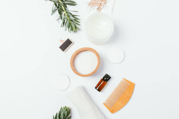 istock Flat lay bathroom composition of natural cosmetic products 1263684830