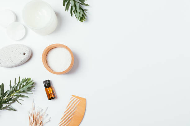 istock Top view bathroom cosmetic products and hygiene accessories 1263684839