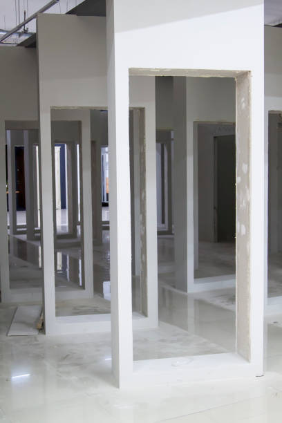 istock garbage and empty frames with openings from under removed samples of doors of closed pavilion of store 1263686978