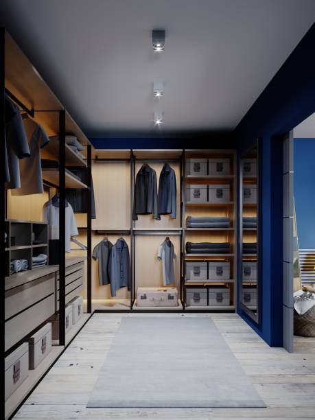 istock Wardrobe in the apartment with blue walls. 1263687010
