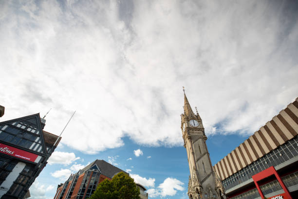 Leicester, UK, August 02, 2020: Rebuilding Clock Tower in Leicester, England