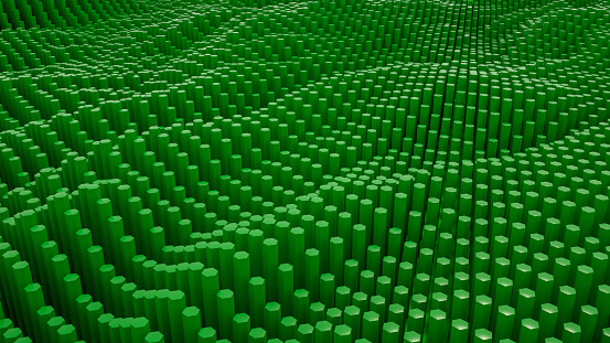 3D Rendering of Hexagon Block Shape Wave Pattern, Abstract Background