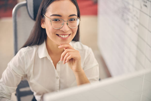 istock Close up of charming female that posing on camera 1263689418